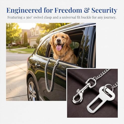 Stainless Steel Dog Car Seat Belt – 31.5" Heavy Duty Pet Safety Restraint Cable - Image 4