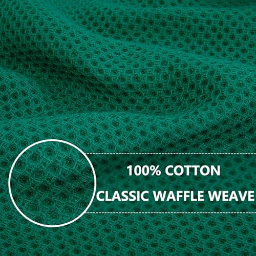 Homaxy 100% Cotton Waffle Weave Kitchen Dish Cloths 6-Pack, Dark Green - Image 2