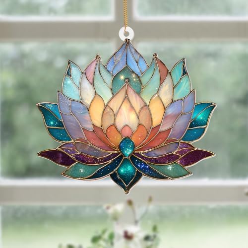 Lotus Stained Glass Acrylic Ornament – Colorful Lotus Flower Suncatcher - Image 3