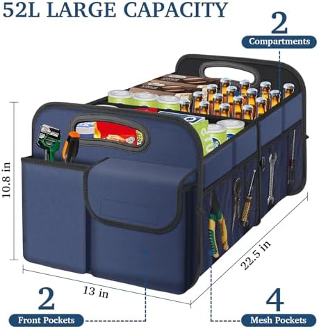 Femuar Car Trunk Organizer, Collapsible, Waterproof, 5 Compartments, Rectangular - Image 2