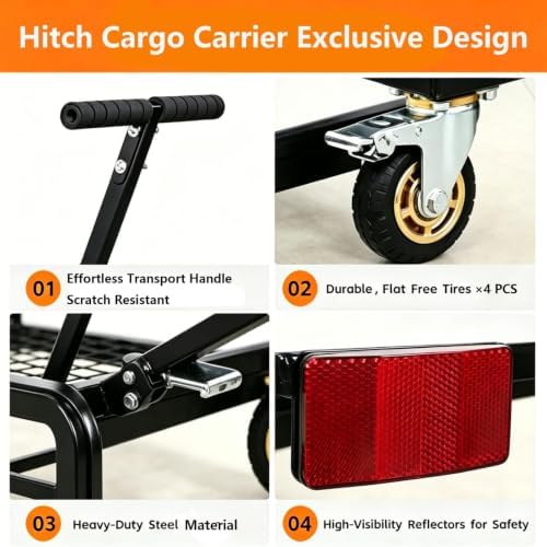 Hitch Cargo Carrier Folding Hitch Mount Cargo Carrier 68 x 39 x 31 Inch - Image 5