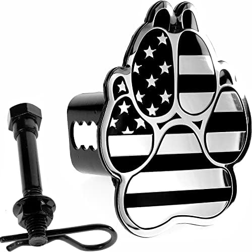 K9 Dog Paw Print Black Flag Metal Hitch Cover by AutoAccessores