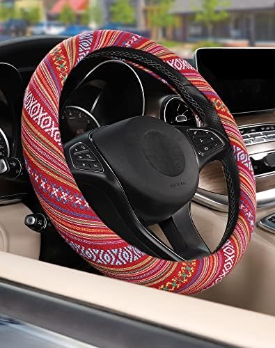 SEG Direct Boho Steering Wheel Cover, Baja Blanket Cloth, Coarse Flax - Image 5