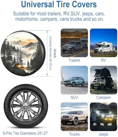 RV Spare Tire Cover Mountain Lake Tree 17in Waterproof Universal Fit - Image 3
