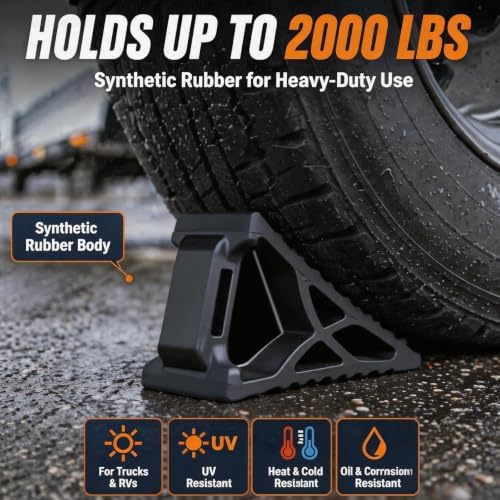Rubber Wheel Chocks for RV Trailer Upgraded Deformable Design 2 Pc - Image 4