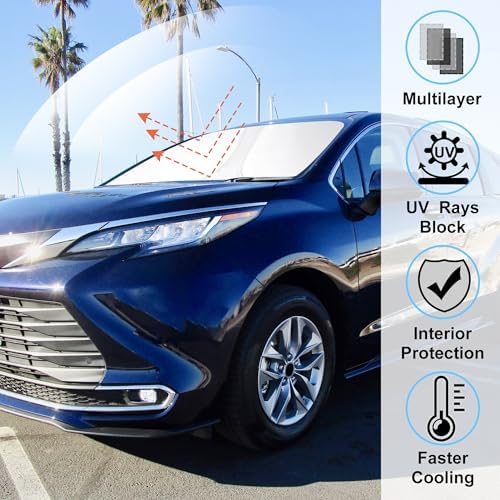 Windshield Sun Shade for 2021-2026 Toyota Sienna Accessories - Image 2