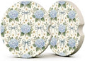 Blue Hydrangea Bow Coquette Car Coasters, Retro Floral Cup Holders by Unknown