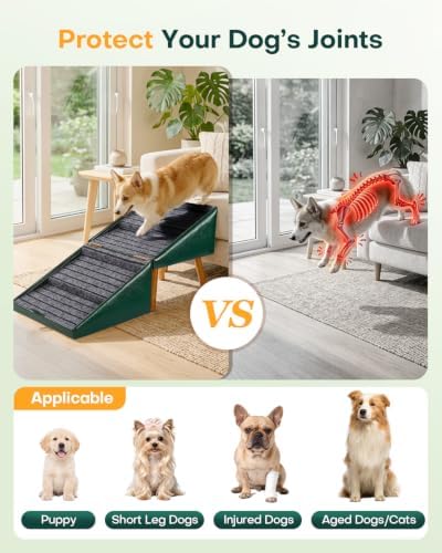 Dog Stairs for Small Dogs Faux Leather Foldable Pet Ramp and Ottoman - Image 5