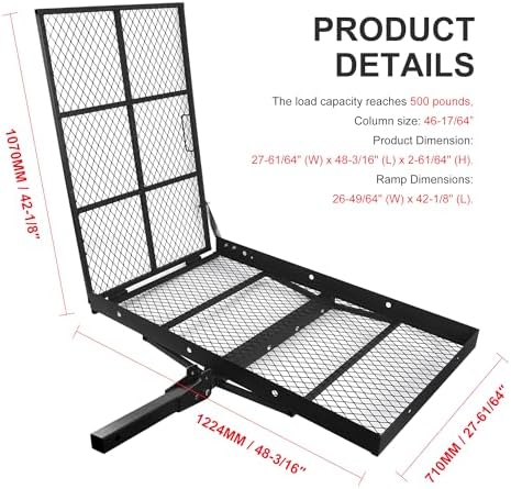 Folding Wheelchair Scooter Carrier Rack 250KG Medical Rack Ramp Hitch Mount - Image 2