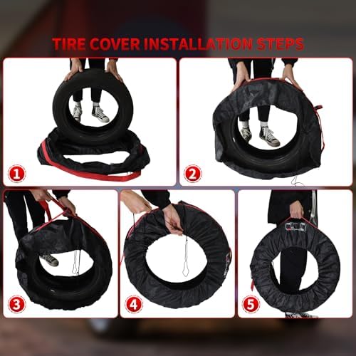 4PCS Tire Cover, Seasonal Tire Totes, Polyester Wheel Tires Storage Bags - Image 4