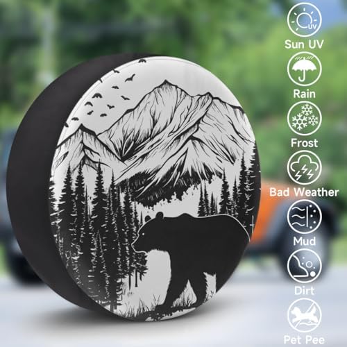 Rv Spare Tire Cover Wheel Mountain Forest Bear Tire Covers Wheel Protectors - Image 3
