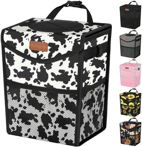 Pritent Car Trash Can with Lid Leakproof Car Garbage Bag Vehicle Trash Bin by Pritent