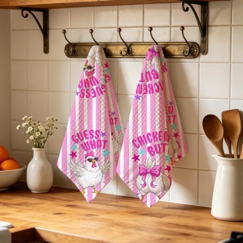 2 Pcs Funny Chicken Kitchen Towels, Soft Absorbent Waffle Hand Tea Towel 01 - Image 4