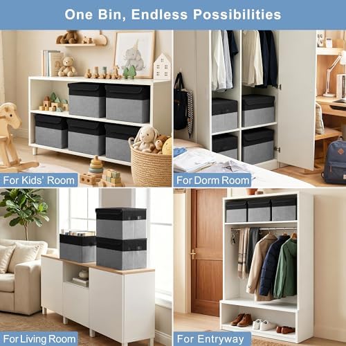 Bagnizer Large 22 Quart Linen Fabric Foldable Storage Bin Cube Organizer Basket - Image 4