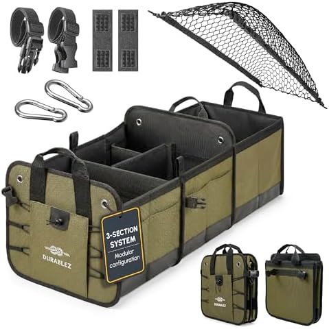 Large Car Trunk Organizer, Modular & Collapsible by DURABLEZ