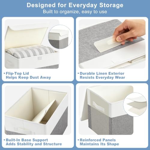 Bagnizer Large 22 Quart Linen Fabric Foldable Storage Bin Cube Organizer Basket - Image 6