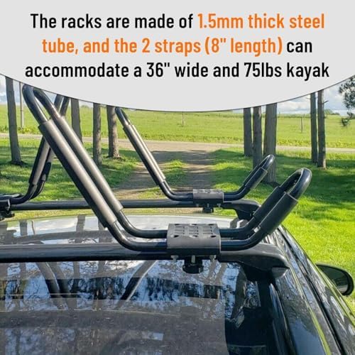 ECOTRIC Universal Kayak Roof Rack J-Bar Rack HD Kayak Carrier Holder Canoe - Image 4