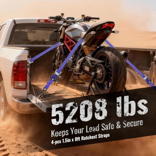 Retractable Ratchet Straps 4 Pack, 5208LBS Break Strength - Image 2