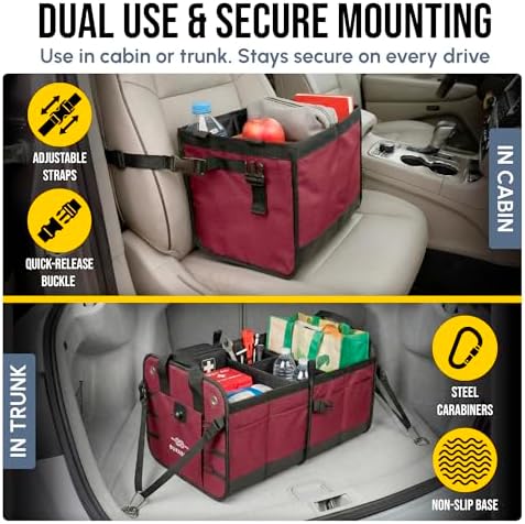 5-Section Modular Extra Large Trunk Organizer System, Cherry Red - Image 5