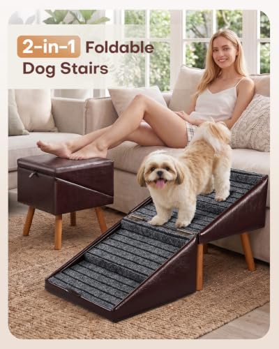 Dog Stairs for Couch Ottoman Dog Steps Faux Leather - Image 2