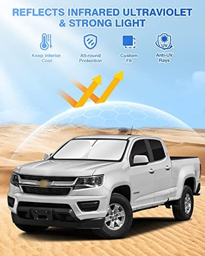 Canvcle Windshield Sun Shade for 2015-2022 Chevrolet/Chevy Colorado 4 Door Side - Image 2