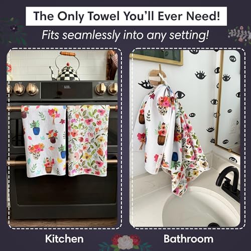 Double-Sided Microfiber Hand Towels, Waffle Kitchen Towels Set - Image 3