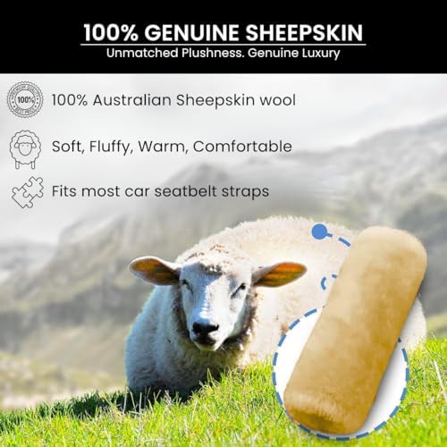 Andalus Genuine Sheepskin Car Seat Belt Cover Pad – Soft Fuzzy, Comfy Fluffy - Image 2