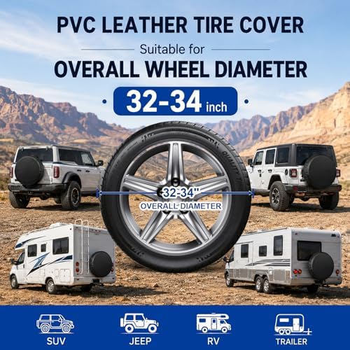 Black Spare Tire Cover 2XL for Overall Wheel Diameter 32-34 Inch - Image 5