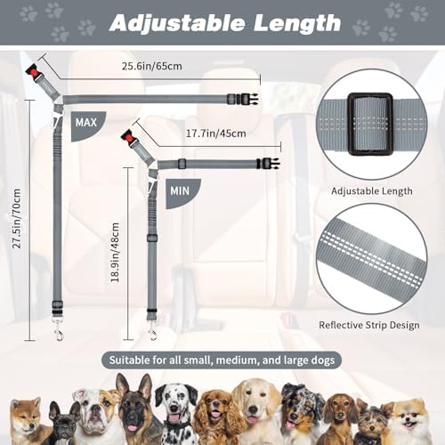 BWOGUE Dog Seat Belt for Car, Headrest Restraint Reflective Bungee, 1 Pack - Image 2