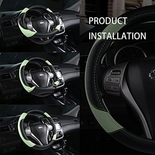 Leather Car Steering Wheel Cover, Universal Fit - Image 7
