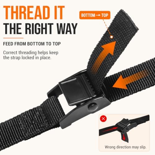 4-Pack Lashing Straps with Buckles, 0.78 Inch x 5 Feet - Image 4