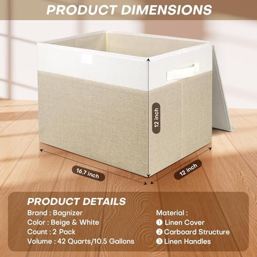 Bagnizer Large 42 Quarts Fabric Storage Bins - Image 2