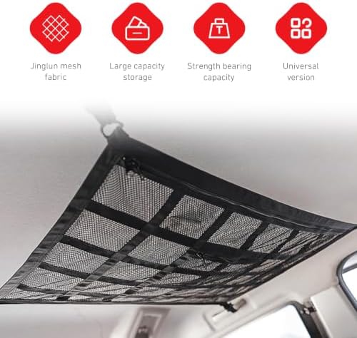 Car Ceiling Cargo Net, Double-Layer Overhead Storage Mesh Organizer, 31.5 x - Image 3