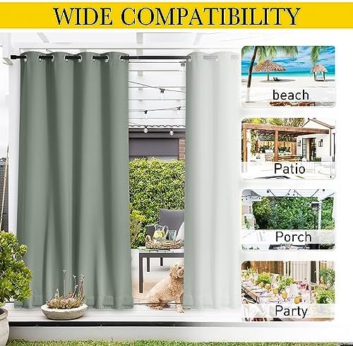 NICETOWN Outdoor Curtains Waterproof Fixed Bottom W52xL95 Sage Green - Image 6