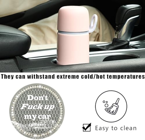 2 PCS Bling Car Cup Coaster, 2.75 Inch Anti-Slip Cup Holder Insert Coasters - Image 3