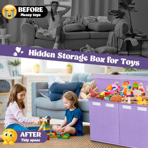 Extra Large Toy Box with Lids, Collapsible Storage Bin - Image 6