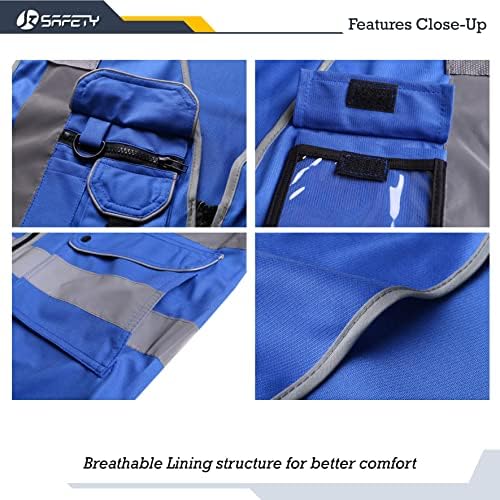 JKSafety Safety Vest for Men Women Reflective Hi Vis JK150 Blue XXL - Image 4