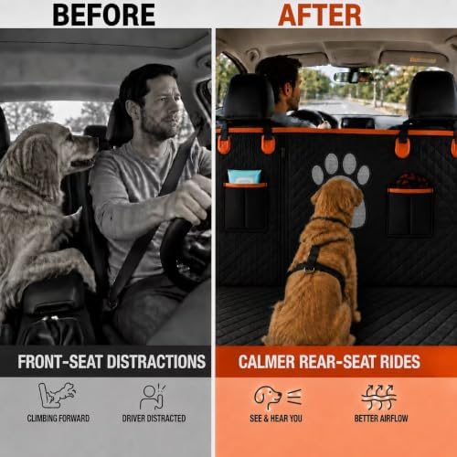 Dog Car Seat Cover for Back Seat, Waterproof Hammock for Cars and SUVs - Image 3