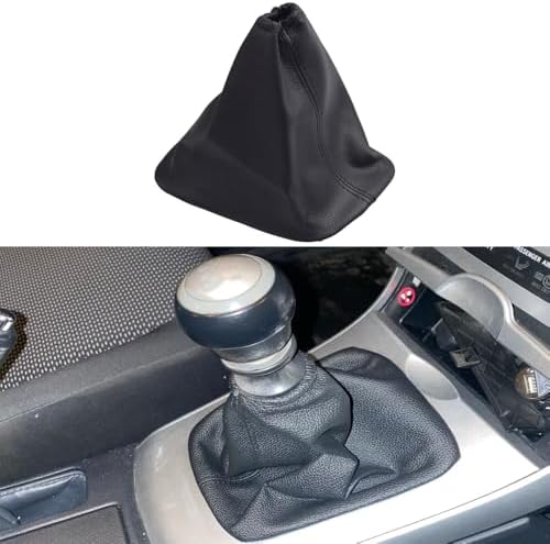 Car Shift Gear Stick Handbrake Cover Manual Shift Boot Black Leather Boot Cover - Image 2