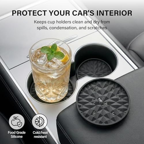 Silicone Car Coasters Set of 4, 2.75" Cup Holder Mats - Image 3
