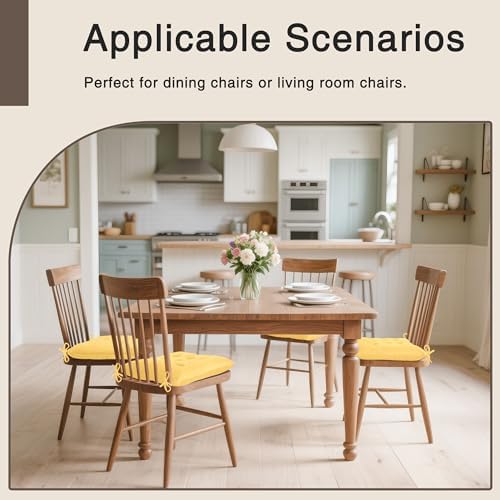 OVOV 6 Pack Chair Cushions for Dining Chairs 15.5"x15.5" Pastel Yellow - Image 5