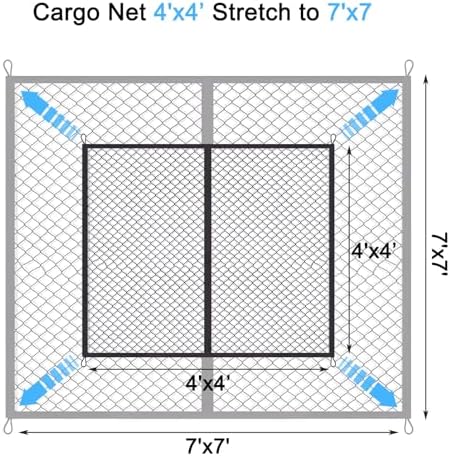 BAILALIBO Cargo Net with Metal Hooks, 48x48 in - Image 4