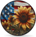 Rv Spare Tire Cover Wheel Sunflower American Flag Tire Covers Wheel Protectors by FengQuGou