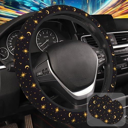 Sun Moon Star Steering Wheel Cover by Unknown