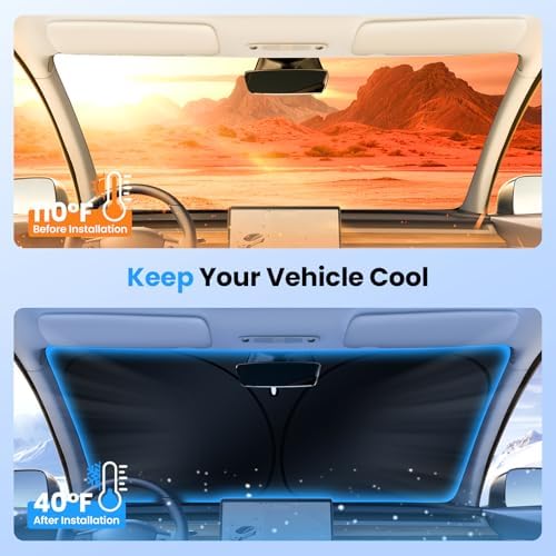 Canvcle Windshield Sun Shade for Toyota Prius 2023-2025 2026 Accessories - Image 3