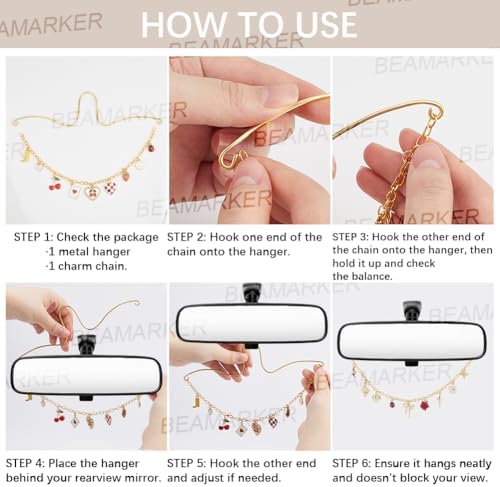 Rearview Mirror Charm for Car Aluminum Chain - Image 5