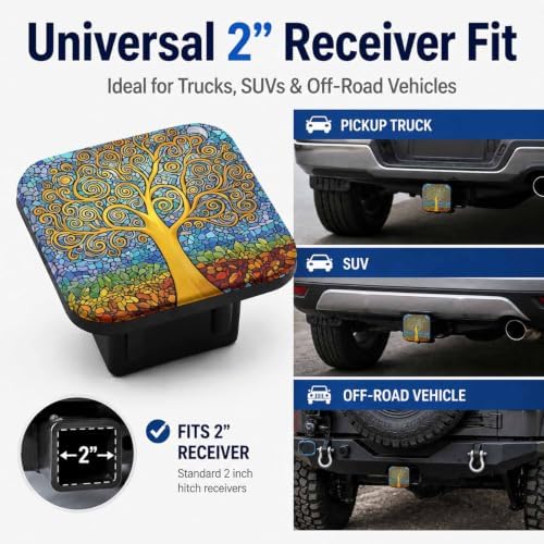 Trailer Hitch Covers Abstract Tree Colorful Tow Hitch Plug Covers Heavy Duty 2 - Image 4