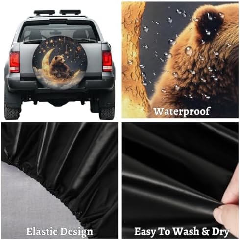 Spare Tire Cover for RV Trailer, Moon Bear Waterproof Sun Leather Wheel Cover - Image 4