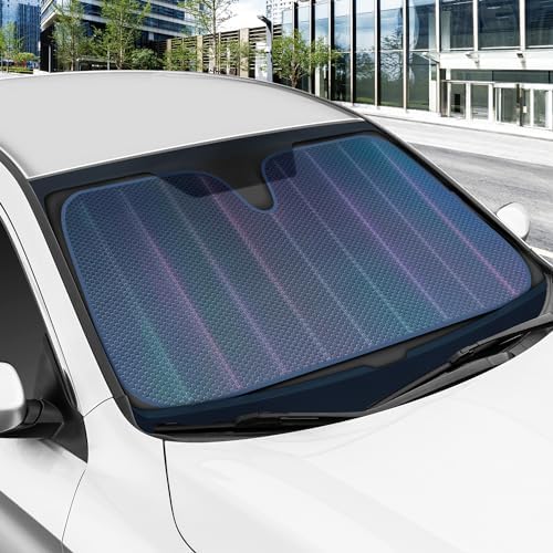 BDK Iridescent Matte Black Front Windshield Sunshade Accordion Folding Style - Image 2