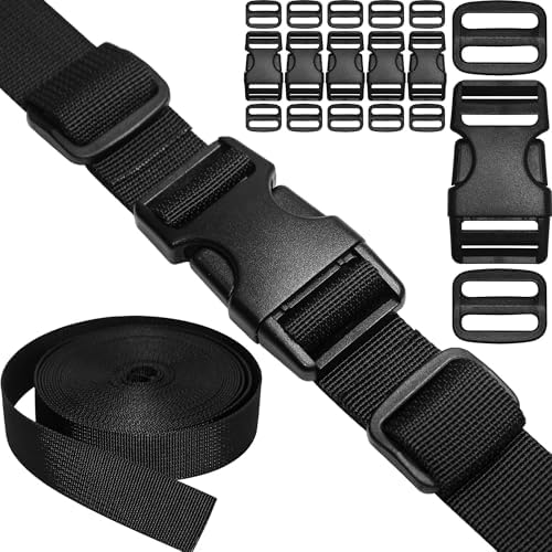 1" Straps and Buckles Set: 6 yard Nylon Webbing 1 inch Wide, 6 pack Side by HISUNTEC